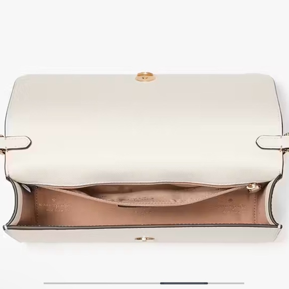 Kate spade ♠️ colorblock crossbody shoulder bag tan and white exterior EUC W/COA - Picture 3 of 11